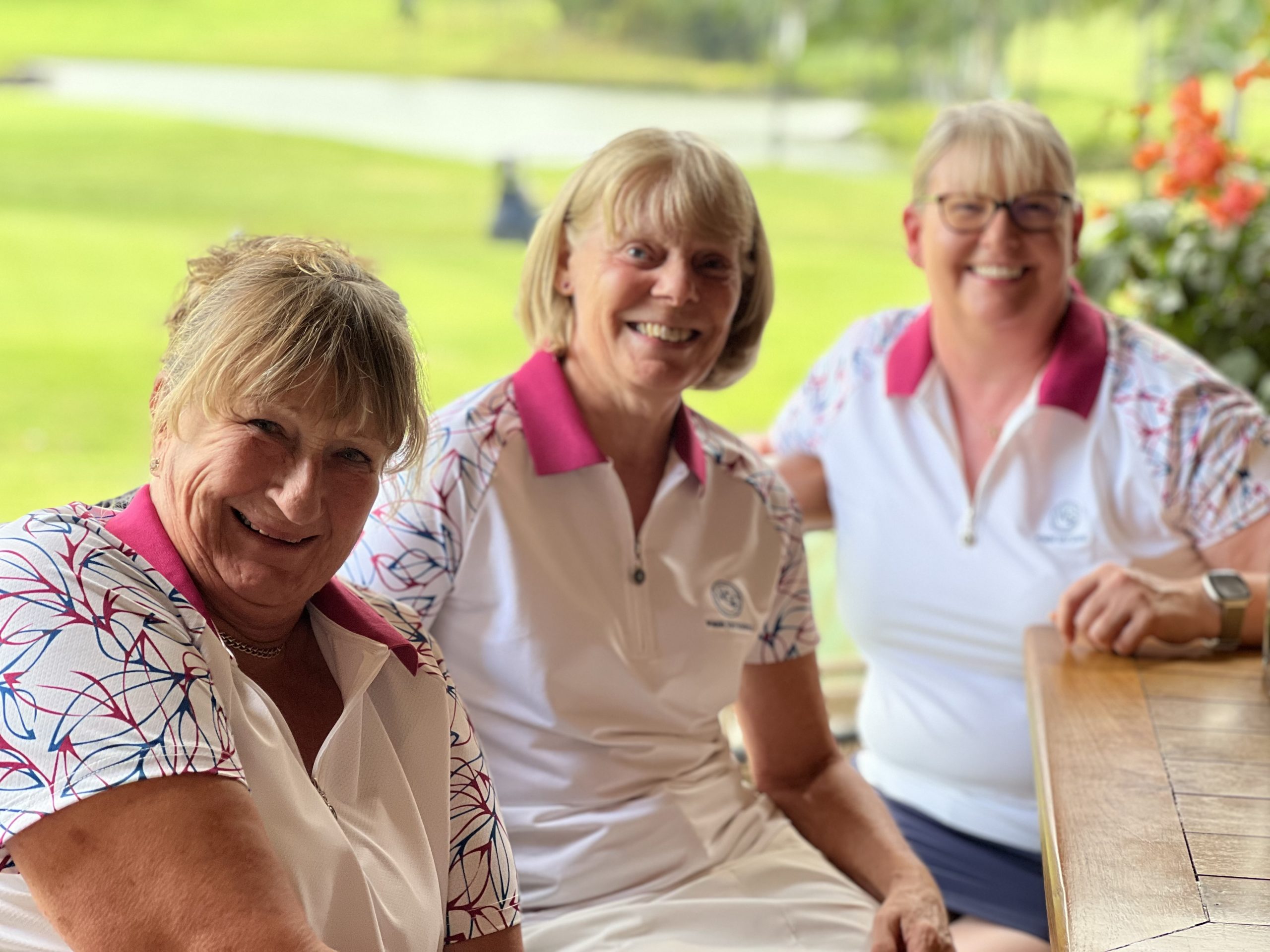 Three women golfers on Sarah Bennett Golf School in Mauritius